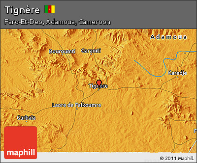 Political 3D Map of Tignère