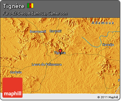 Political 3D Map of Tignère