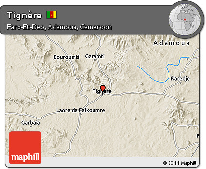 Shaded Relief 3D Map of Tignère