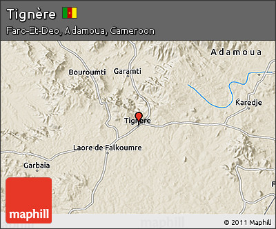 Shaded Relief 3D Map of Tignère