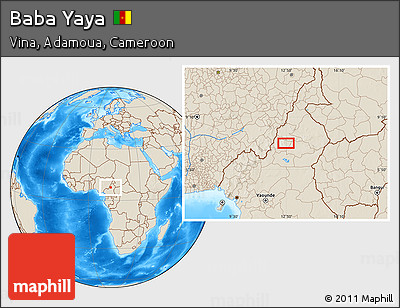 Shaded Relief Location Map of Baba Yaya