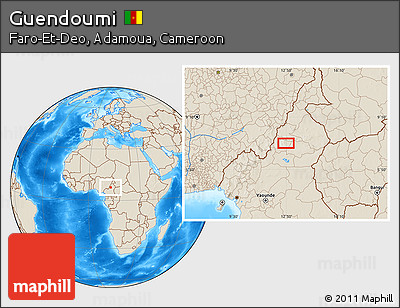 Shaded Relief Location Map of Guendoumi