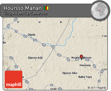 Shaded Relief Map of Hoursso Manan