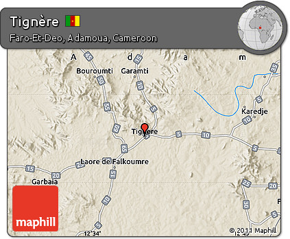 Shaded Relief Map of Tignère