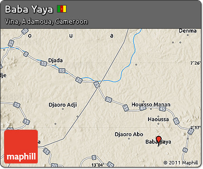 Shaded Relief Map of Baba Yaya