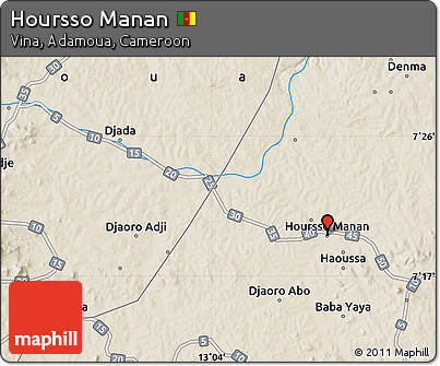 Shaded Relief Map of Hoursso Manan