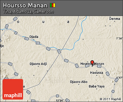 Shaded Relief Map of Hoursso Manan