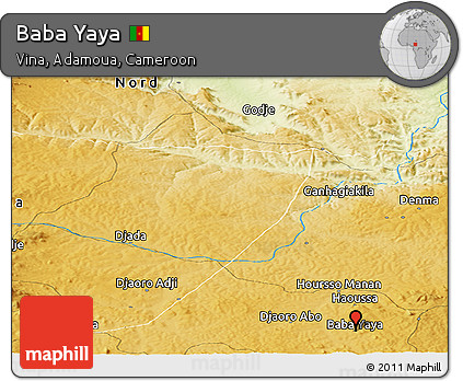 Physical Panoramic Map of Baba Yaya