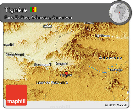 Physical Panoramic Map of Tignère