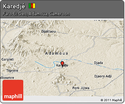 Shaded Relief Panoramic Map of Karedjé