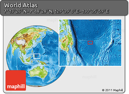 Physical Location Map of the Area around 7° 30' 57" N, 130° 7' 30" E