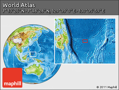 Physical Location Map of the Area around 7° 30' 57" N, 130° 7' 30" E