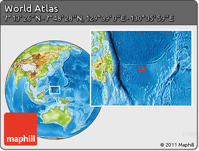 Physical Location Map of the Area around 7° 30' 57" N, 130° 7' 30" E
