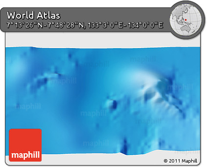 Physical 3D Map of the Area around 7° 30' 57" N, 133° 31' 30" E
