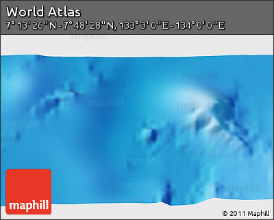 Physical 3D Map of the Area around 7° 30' 57" N, 133° 31' 30" E
