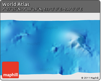 Physical 3D Map of the Area around 7° 30' 57" N, 133° 31' 30" E