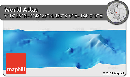 Physical Panoramic Map of the Area around 7° 30' 57" N, 133° 31' 30" E
