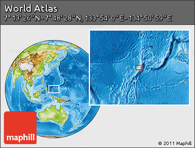 Physical Location Map of the Area around 7° 30' 57" N, 134° 22' 30" E