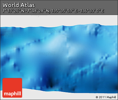 Physical 3D Map of the Area around 7° 30' 57" N, 136° 4' 29" E