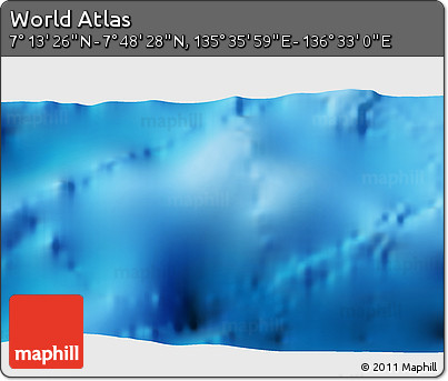 Physical 3D Map of the Area around 7° 30' 57" N, 136° 4' 29" E