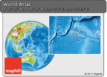 Physical Location Map of the Area around 7° 30' 57" N, 139° 28' 29" E