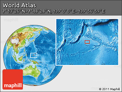 Physical Location Map of the Area around 7° 30' 57" N, 139° 28' 29" E
