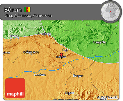 Political 3D Map of Bérem