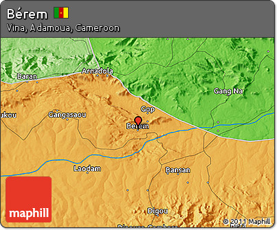 Political 3D Map of Bérem