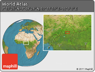 Satellite Location Map of the Area around 7° 30' 57" N, 13° 40' 30" E