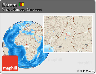 Shaded Relief Location Map of Bérem