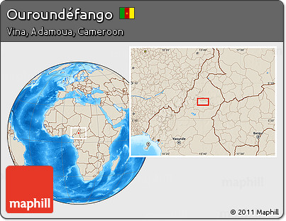 Shaded Relief Location Map of Ouroundéfango