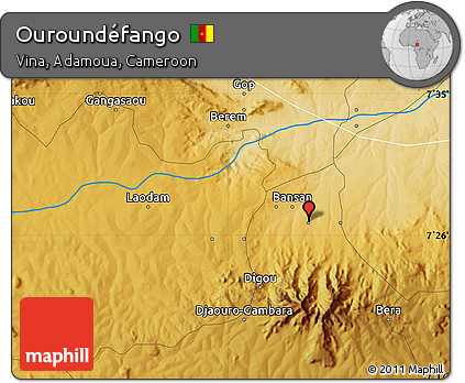 Physical Map of Ouroundéfango