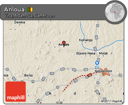 Shaded Relief Map of Anloua