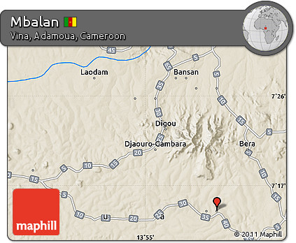 Shaded Relief Map of Mbalan