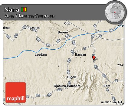 Shaded Relief Map of Nana