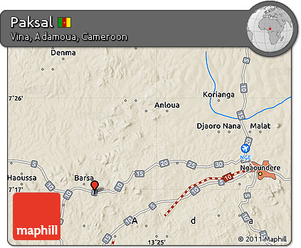 Shaded Relief Map of Paksal