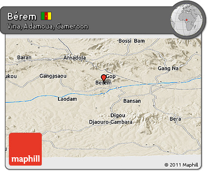 Shaded Relief Panoramic Map of Bérem