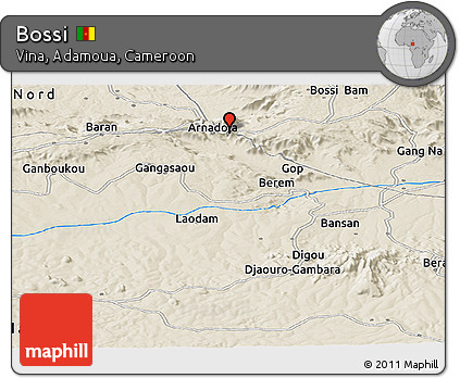 Shaded Relief Panoramic Map of Bossi
