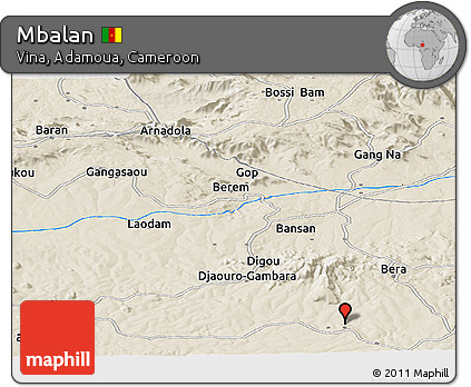 Shaded Relief Panoramic Map of Mbalan