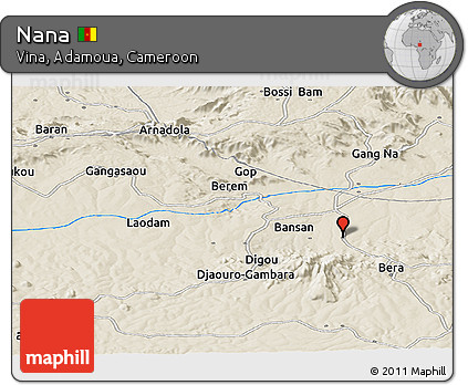 Shaded Relief Panoramic Map of Nana