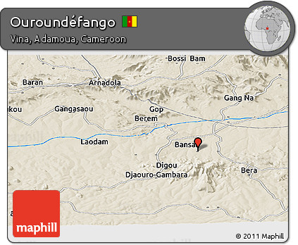 Shaded Relief Panoramic Map of Ouroundéfango