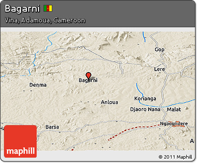 Shaded Relief Panoramic Map of Bagarni