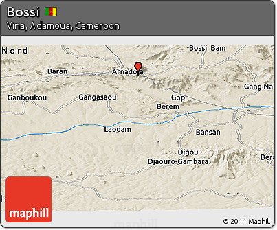 Shaded Relief Panoramic Map of Bossi