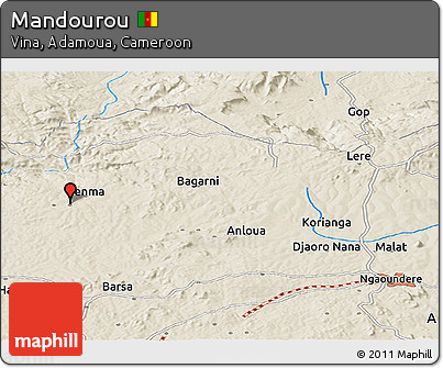 Shaded Relief Panoramic Map of Mandourou
