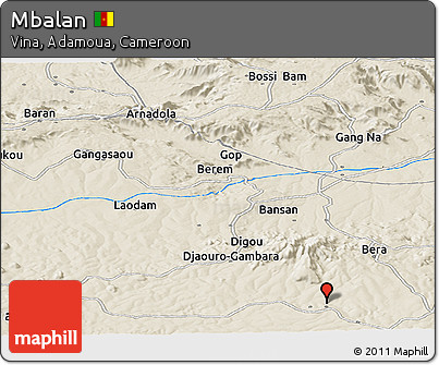 Shaded Relief Panoramic Map of Mbalan