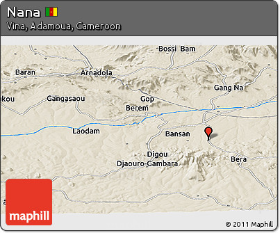 Shaded Relief Panoramic Map of Nana