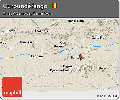 Shaded Relief Panoramic Map of Ouroundéfango