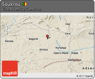Shaded Relief Panoramic Map of Soukrou