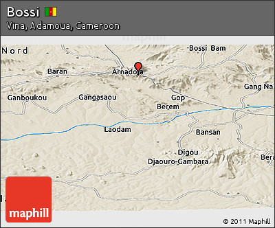 Shaded Relief Panoramic Map of Bossi