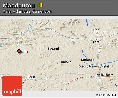 Shaded Relief Panoramic Map of Mandourou